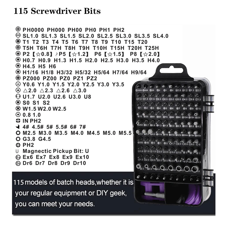 115 in 1 Precision Screwdrivers Set